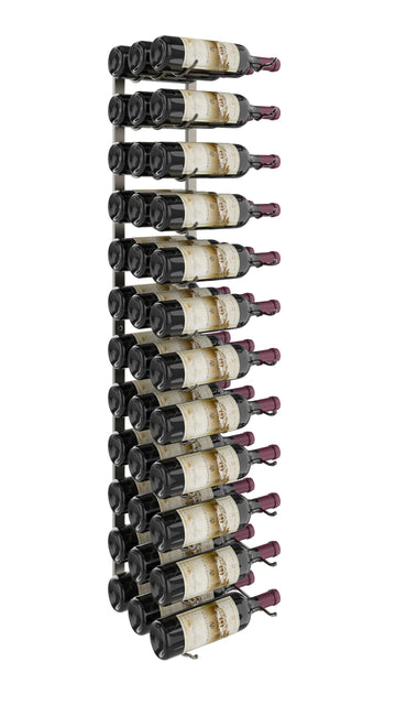 W Series Wine Rack 4 (wall mounted metal bottle storage) in 36 Bottles (Triple Deep) Gunmetal