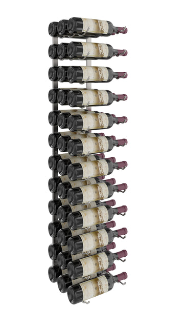 W Series Wine Rack 4 (wall mounted metal bottle storage) in 36 Bottles (Triple Deep) Brushed Nickel