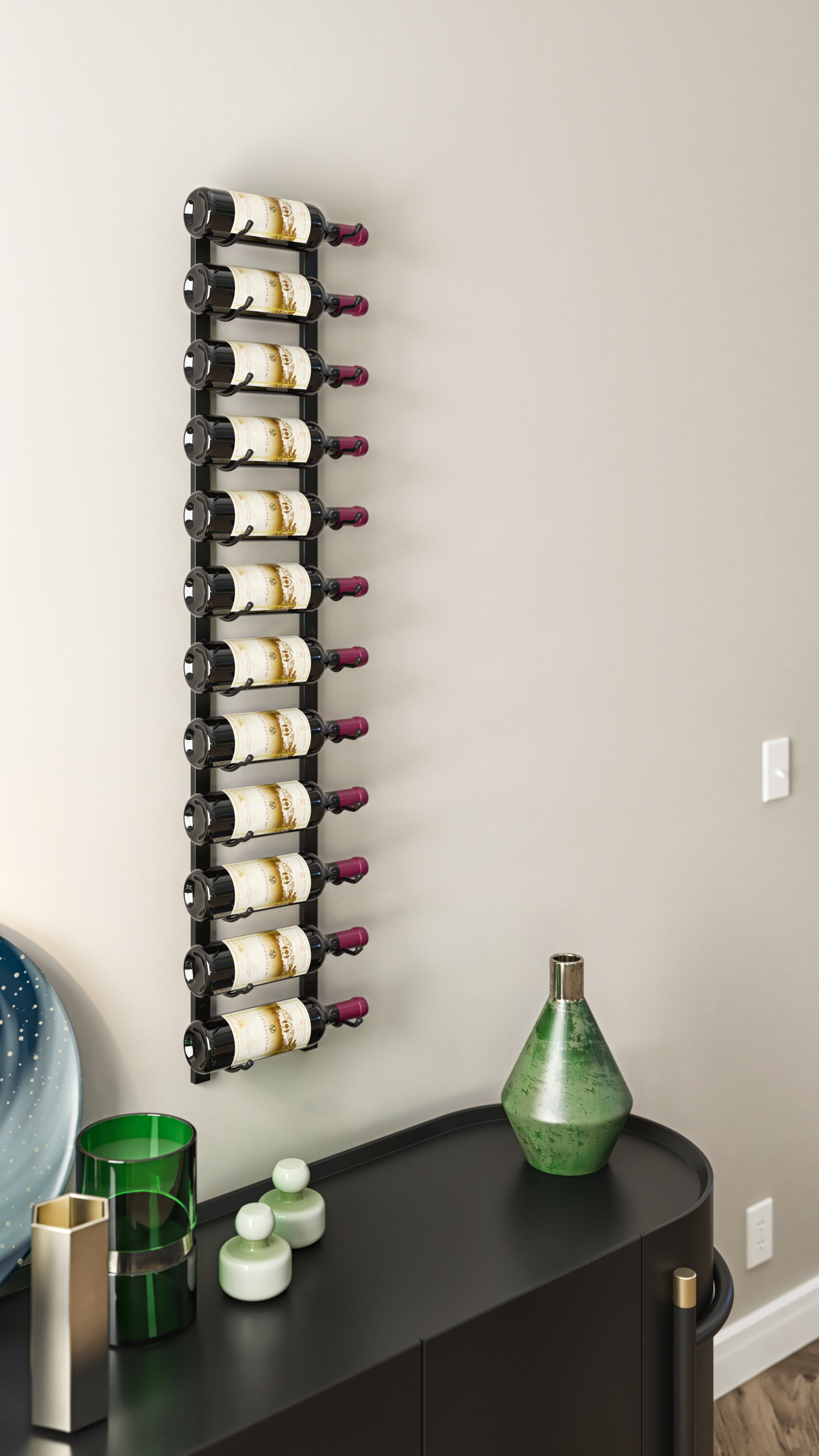 W Series 4 - 4ft Wall Mounted Metal Wine Rack
