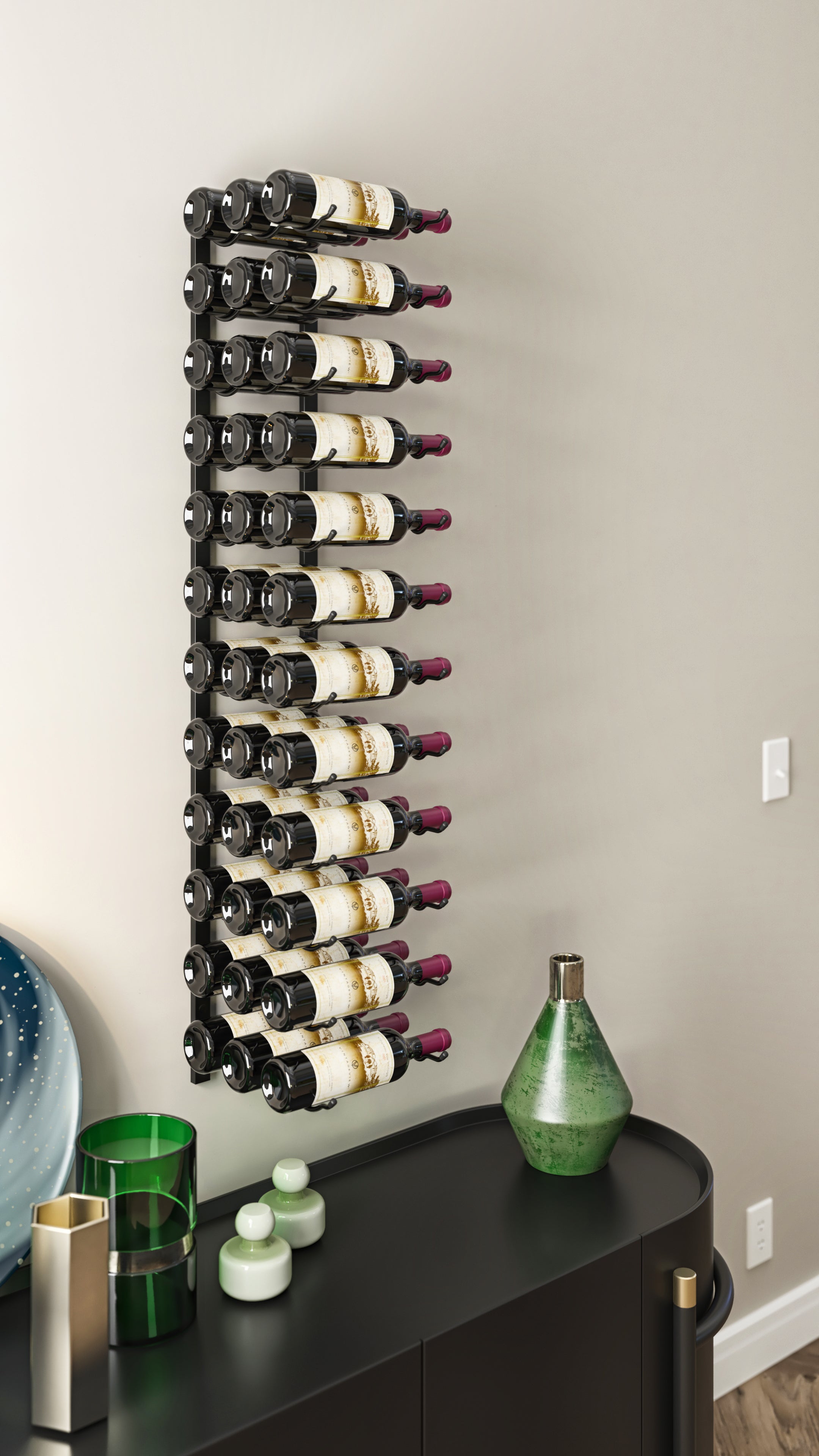 W Series 4 - 4ft Wall Mounted Metal Wine Rack