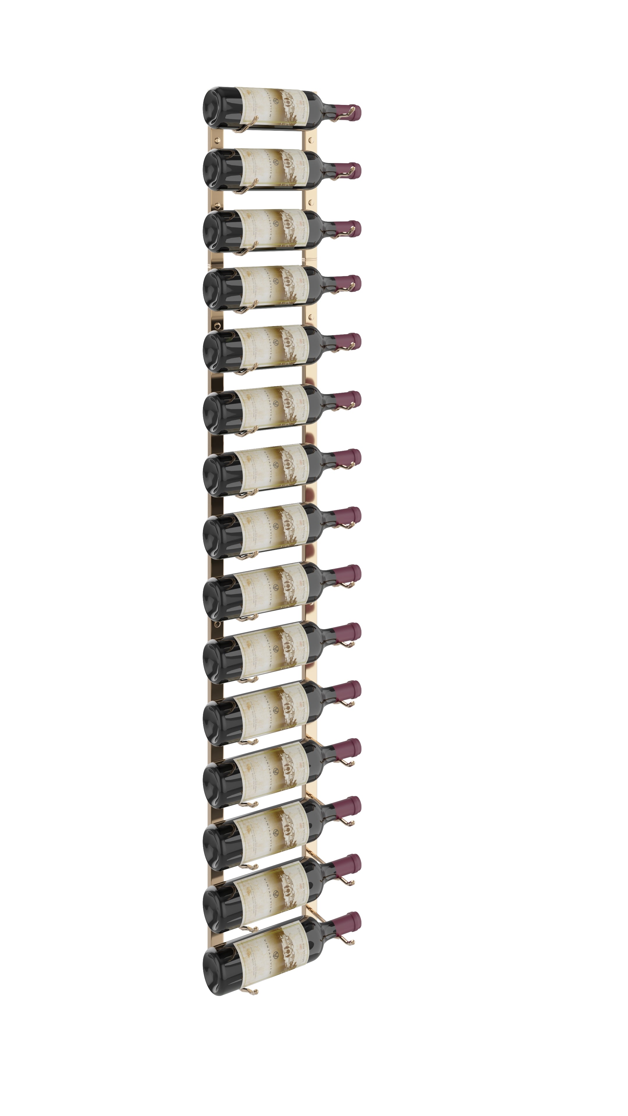 W Series Wine Rack 4 (wall mounted metal bottle storage) in 12 Bottles (Single Deep) Golden Bronze