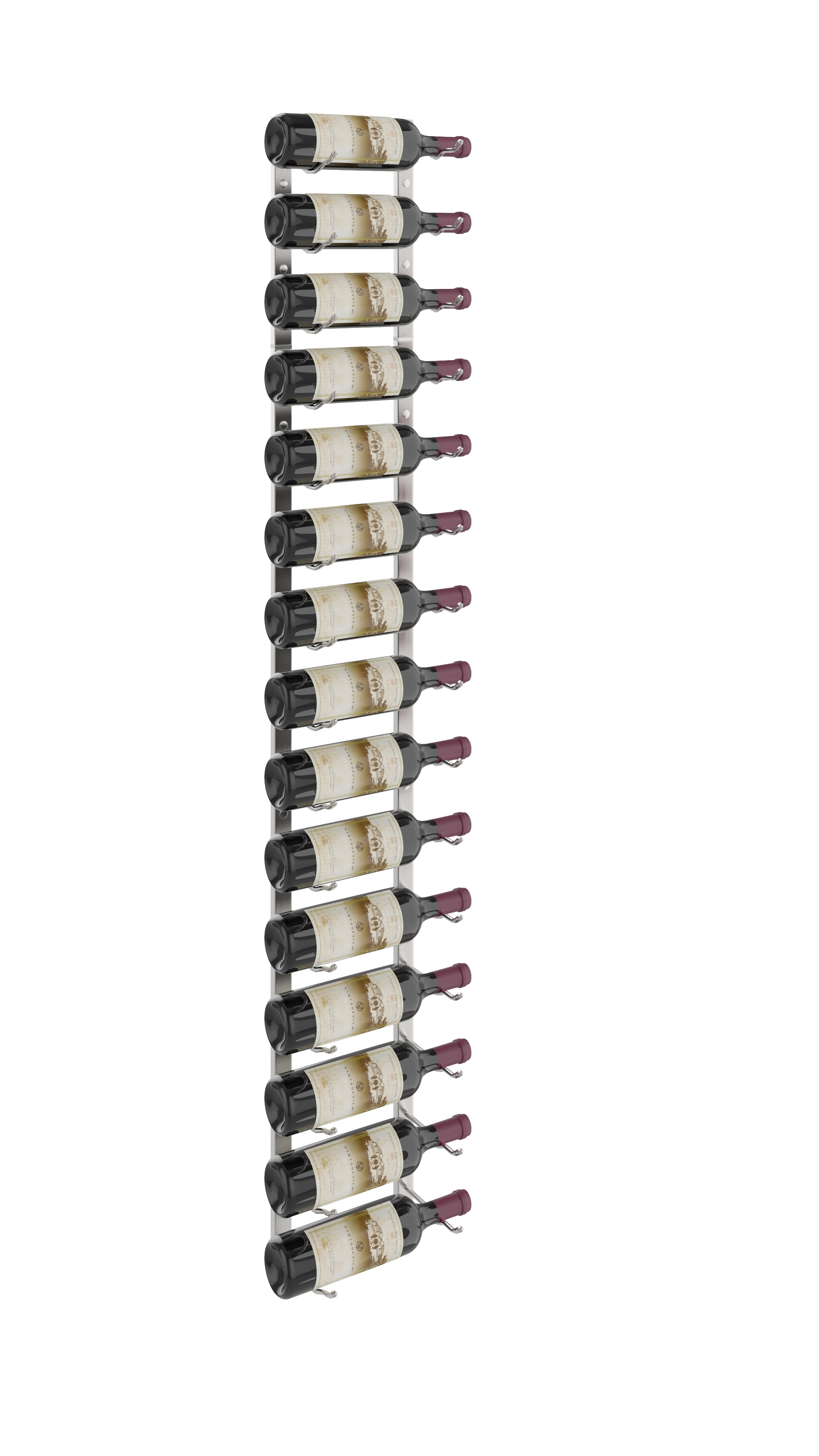 W Series Wine Rack 5 (wall mounted metal wine rack kit) in 15 Bottles (Single Deep) Brushed Nickel