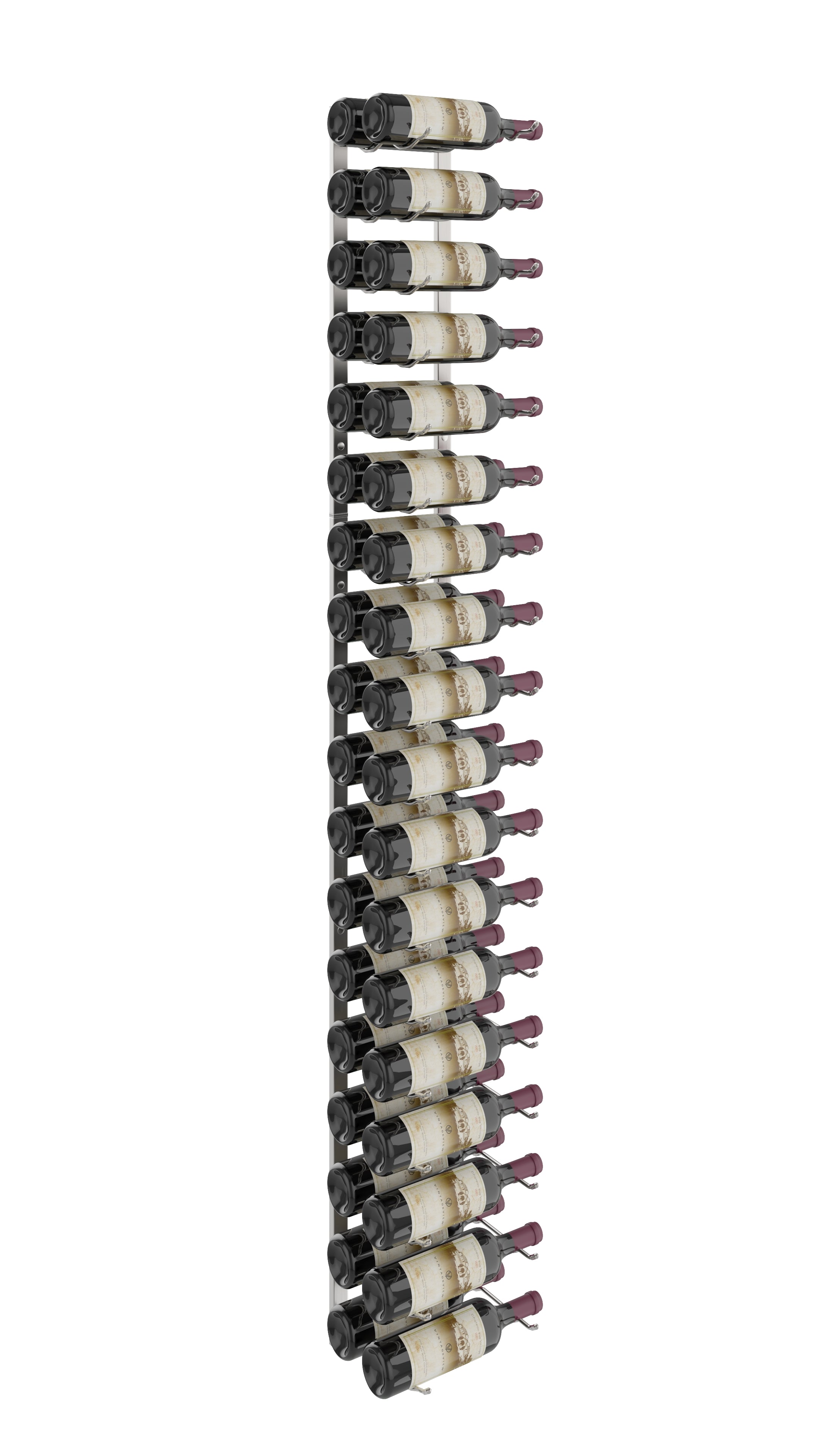 W Series Wine Rack 6 (metal wall mounted storage kit) in 36 Bottles (Double Deep) Brushed Nickel