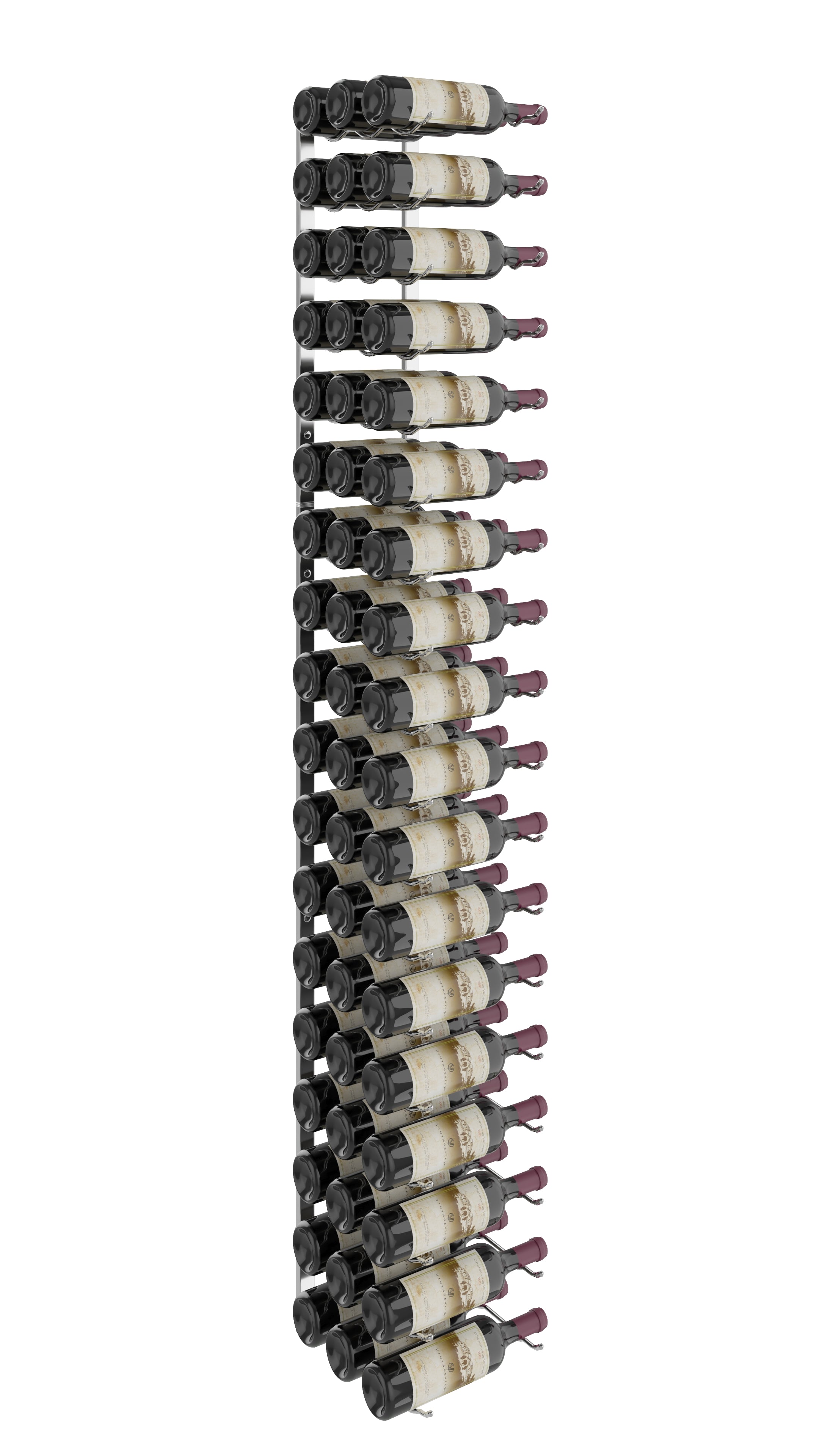 W Series Wine Rack 6 (metal wall mounted storage kit) in 54 Bottles (Triple Deep) Chrome Luxe