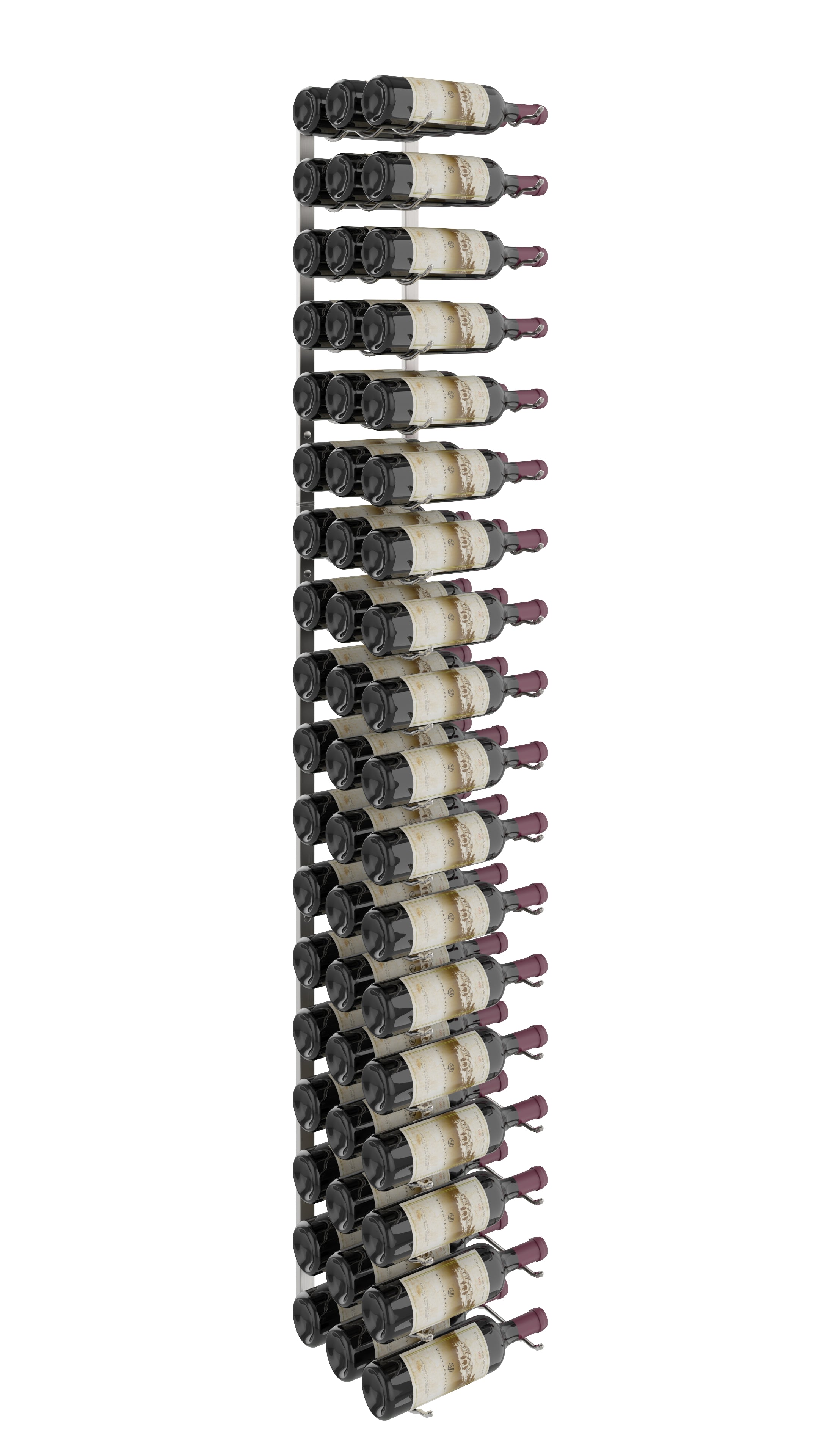 W Series Wine Rack 6 (metal wall mounted storage kit) in 54 Bottles (Triple Deep) Brushed Nickel