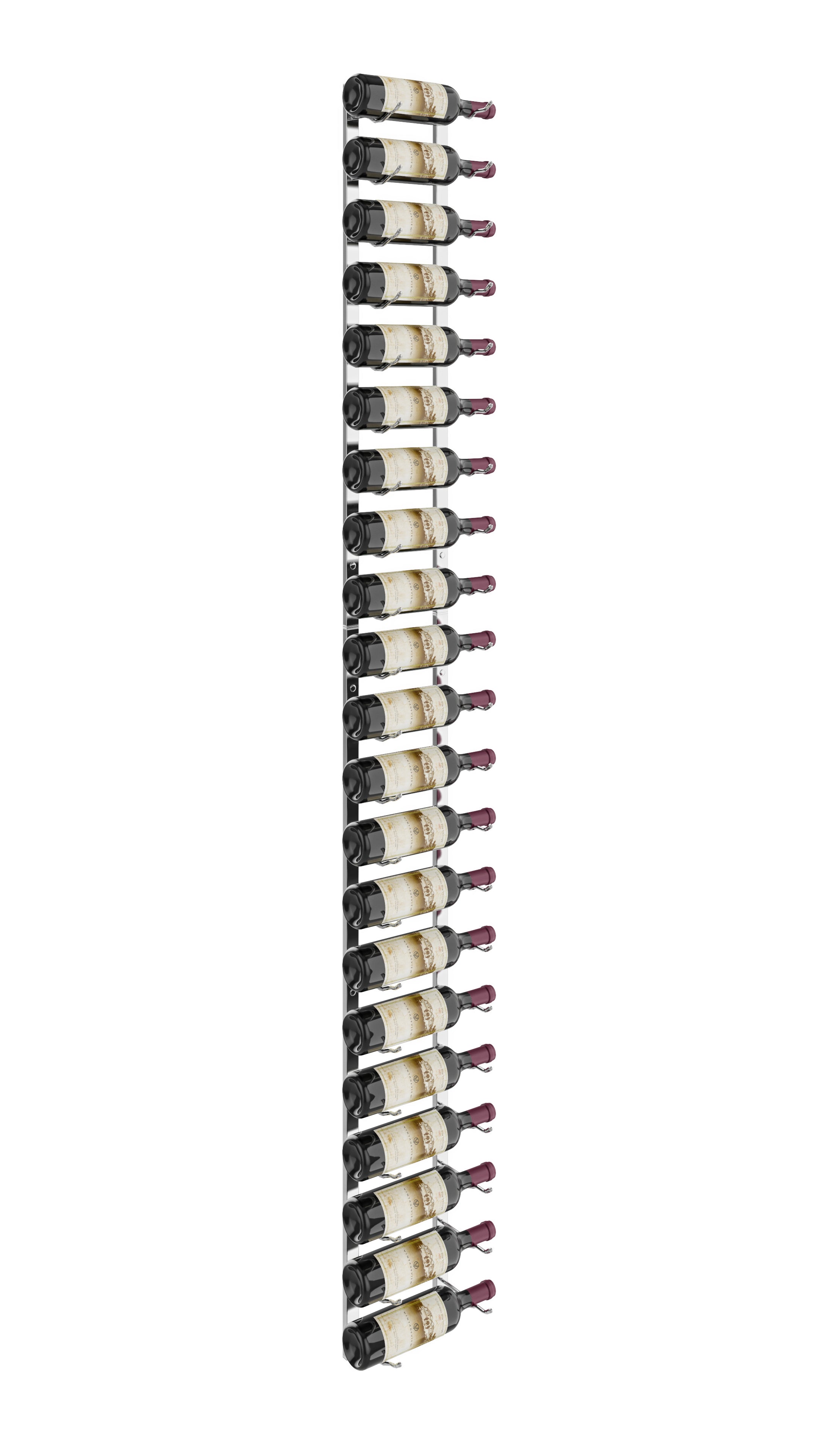 W Series Wine Rack 7 (wall mounted metal bottle storage kit) in 21 Bottles (Single Deep) Chrome Luxe