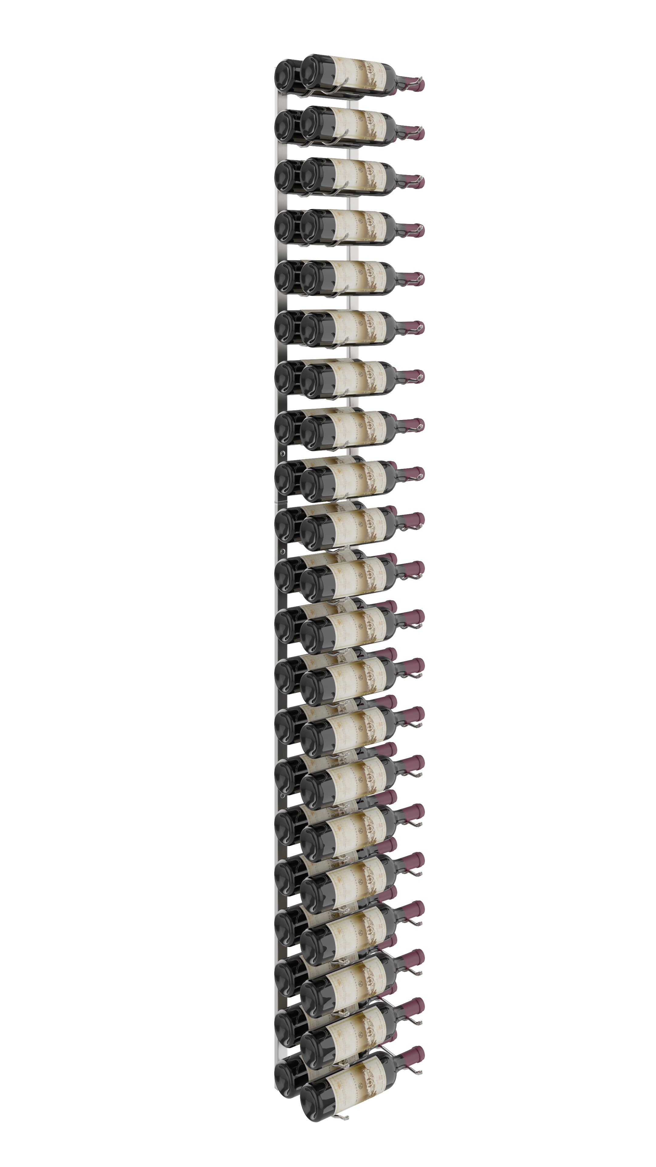 W Series Wine Rack 7 (wall mounted metal bottle storage kit) in 42 Bottles (Double Deep) Brushed Nickel