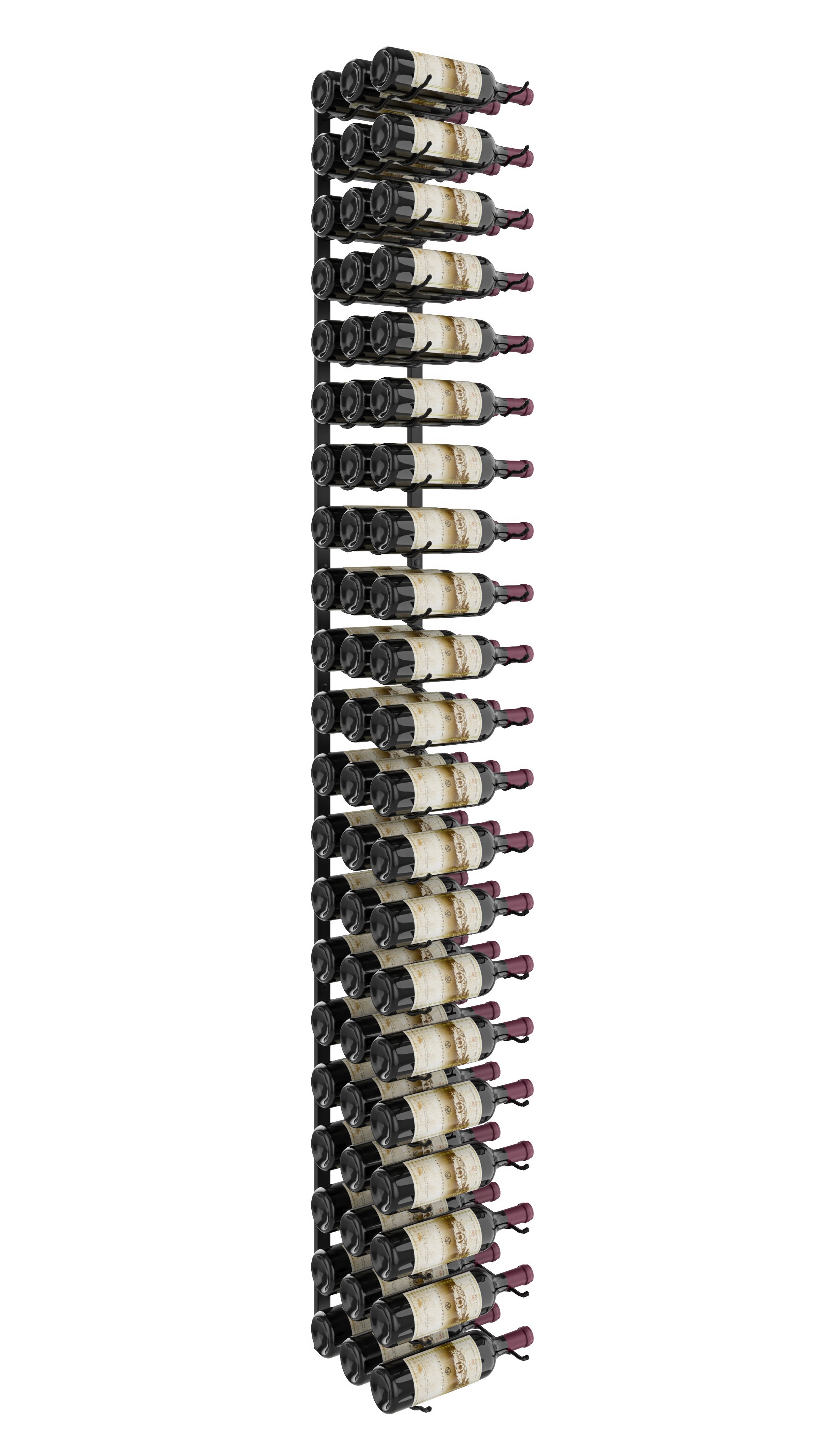 W Series Wine Rack 7 (wall mounted metal bottle storage kit) in 63 Bottles (Triple Deep) Matte Black