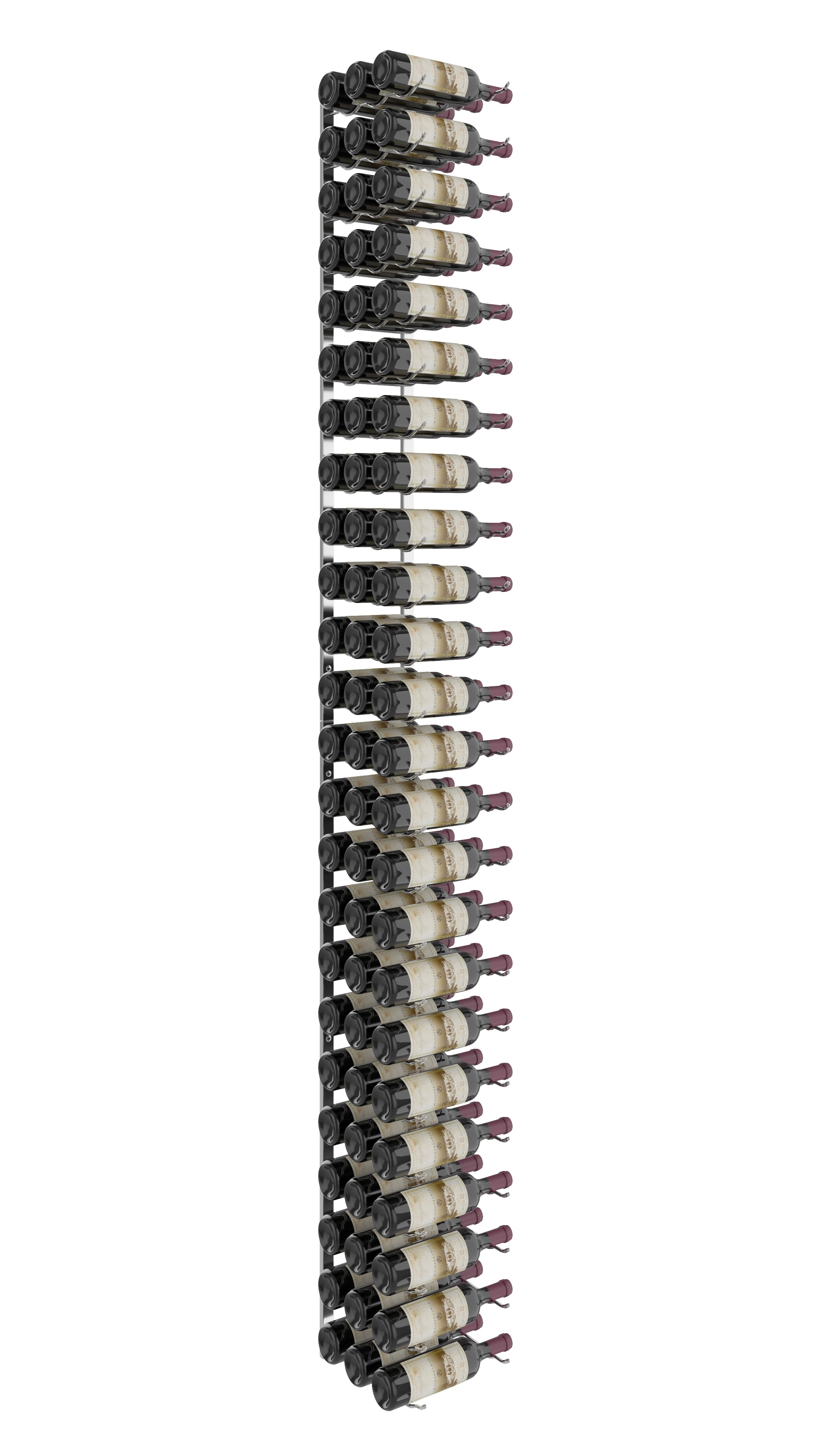 W Series Wine Rack 8 (modern wall mounted metal bottle storage) in 72 Bottles (Triple Deep) Chrome Luxe