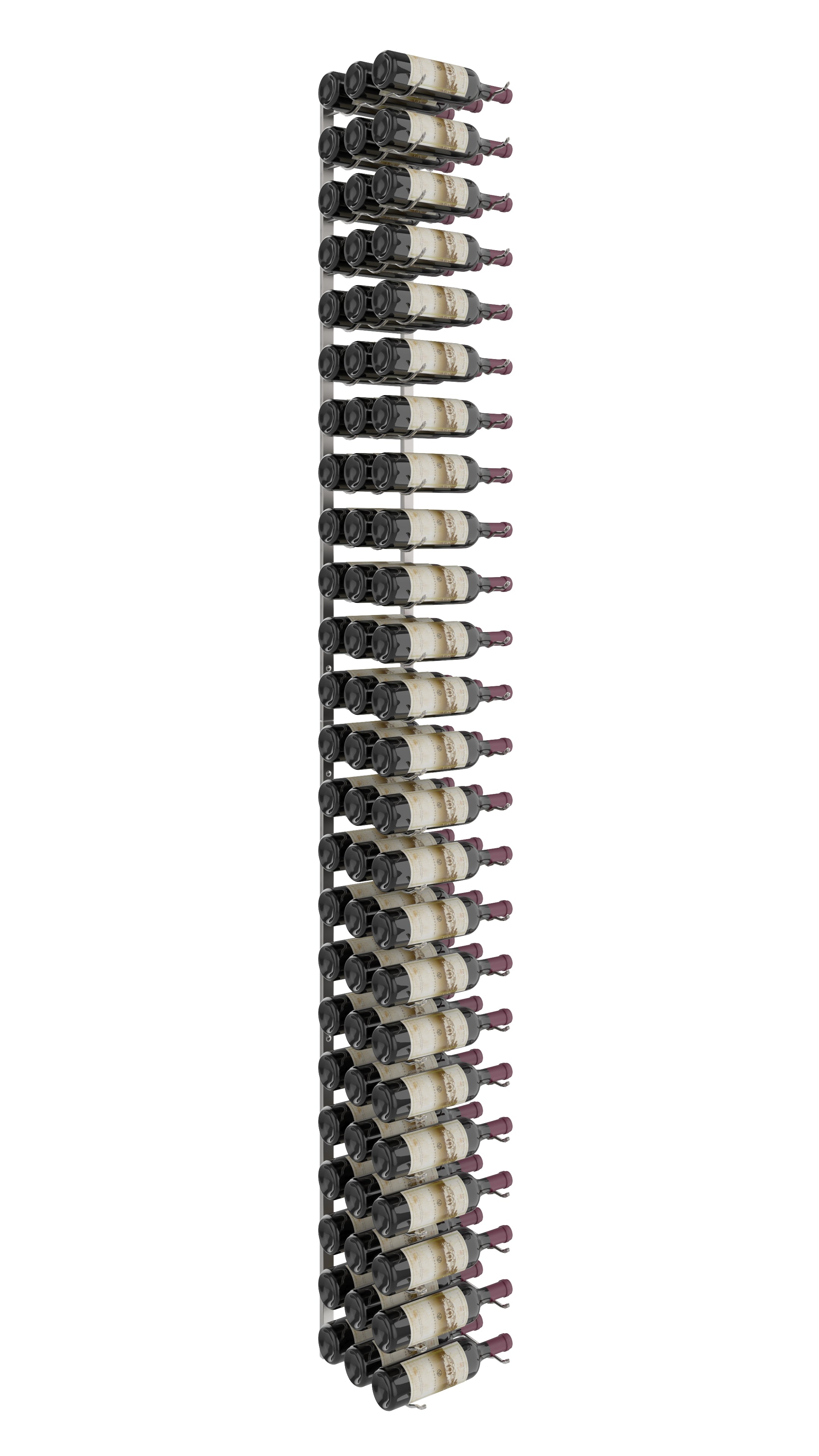 W Series Wine Rack 8 (modern wall mounted metal bottle storage) in 72 Bottles (Triple Deep) Brushed Nickel