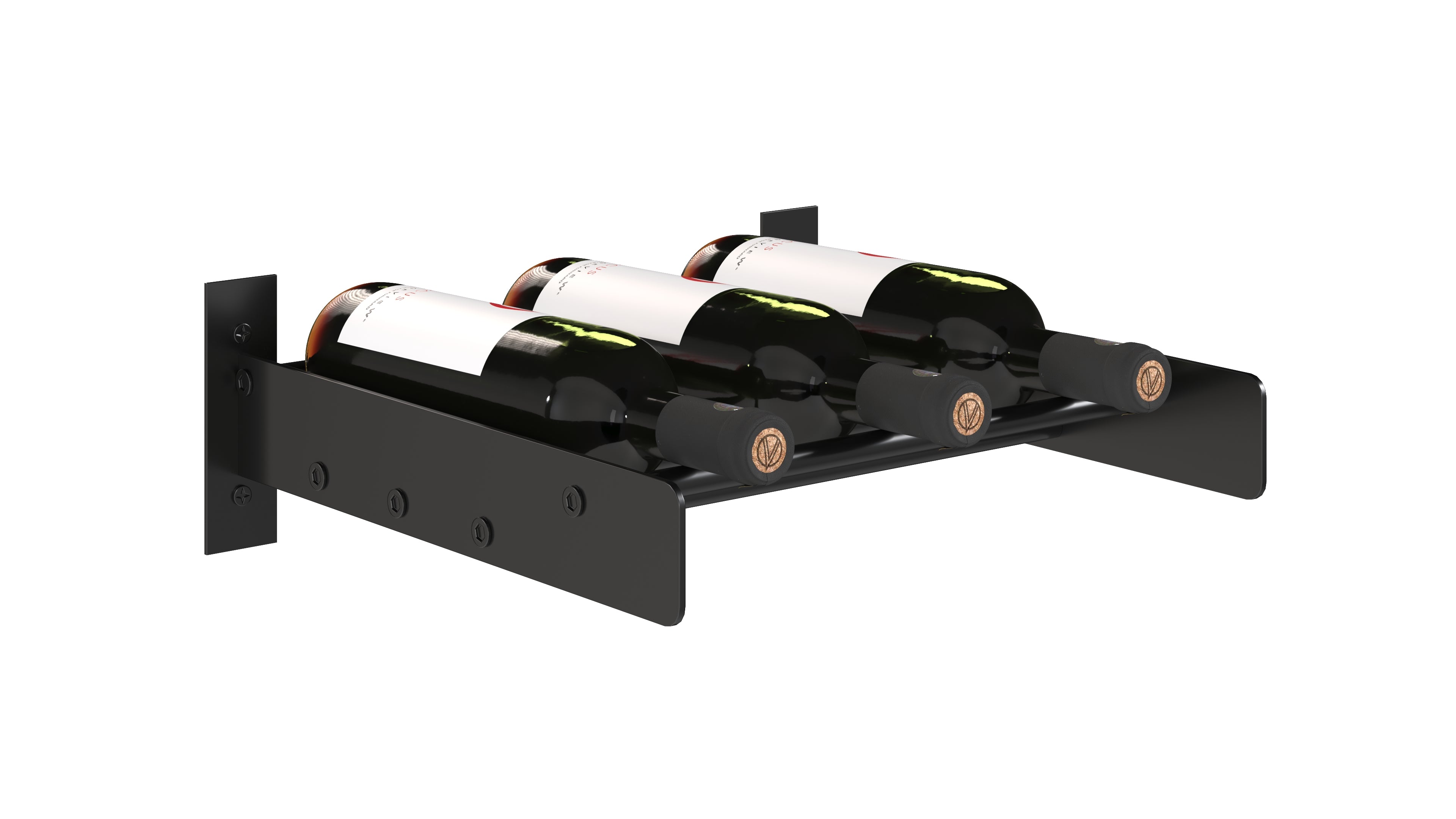 Evolution Wine Wall Cork Ledge in 3 bottles Matte Black