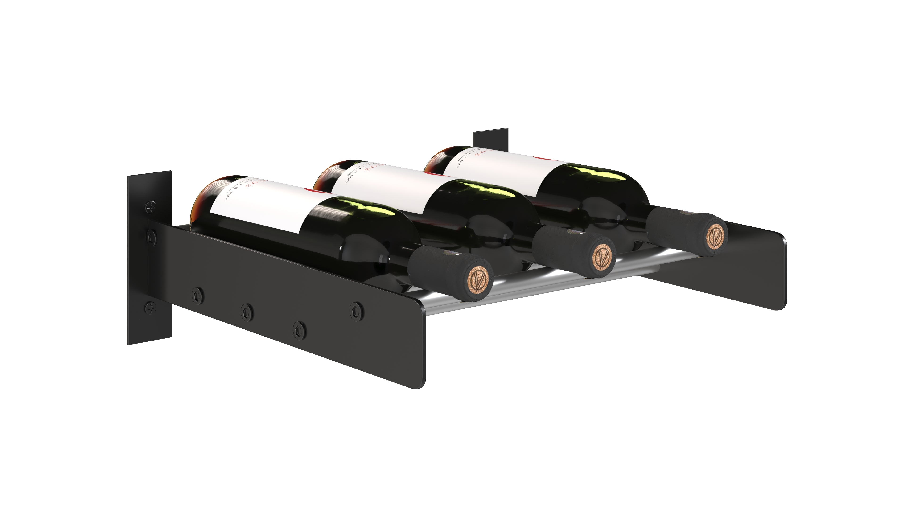 Evolution Wine Wall Cork Ledge in 3 bottles Matte Black/Cool Gray