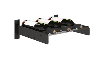 Evolution Wine Wall Cork Ledge in 3 bottles Matte Black/Chrome