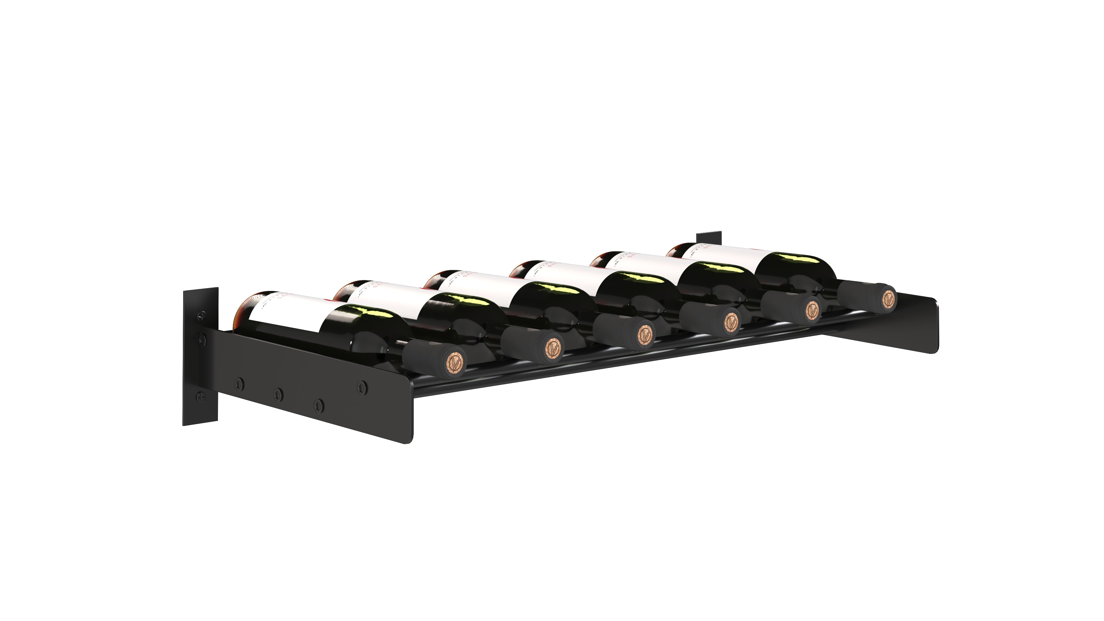 Evolution Wine Wall Cork Ledge in 6 bottles Matte Black