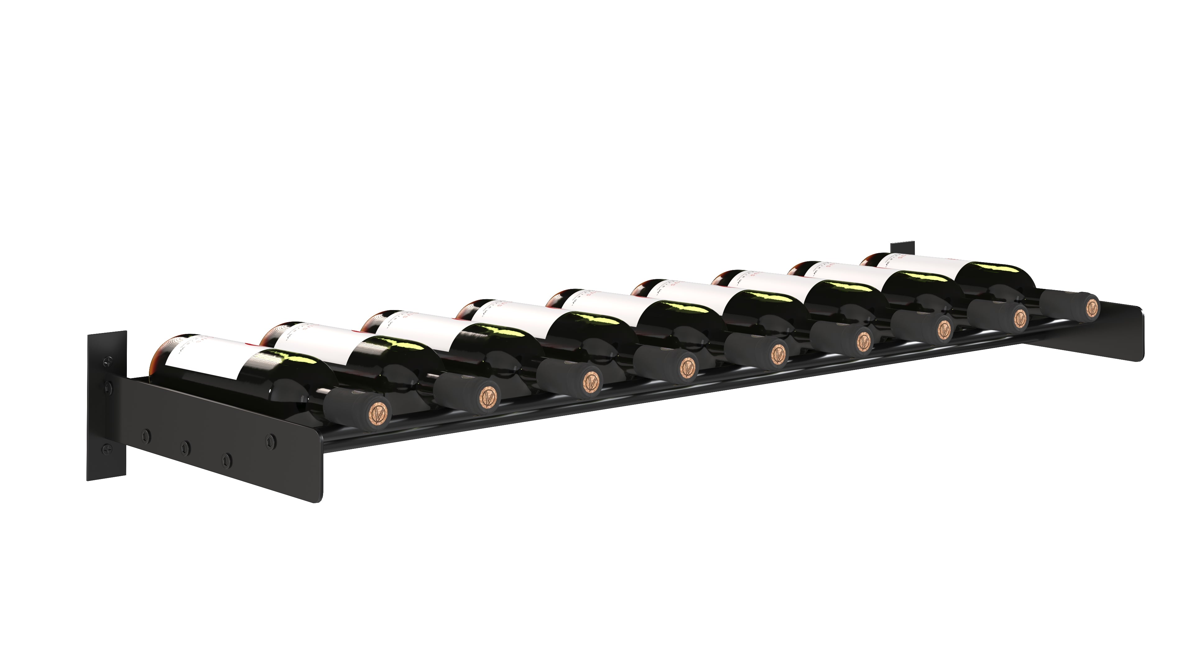 Evolution Wine Wall Cork Ledge in 9 bottle Matte Black