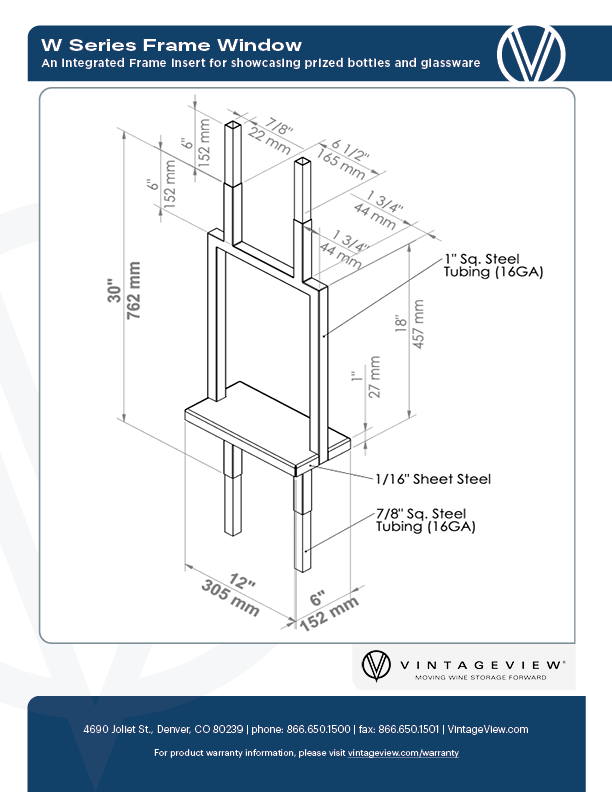 W Series Frame Window Presentation Shelf for Upright Bottle & Glassware Display