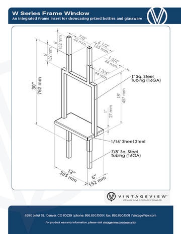 W Series Frame Window Presentation Shelf for Upright Bottle & Glassware Display