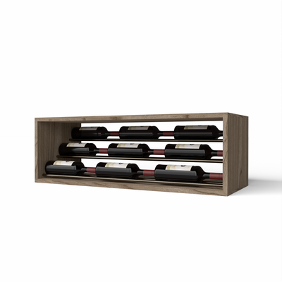 GrandCellar™ - 8 Column Waterfall Label-Forward Wine Display - 12" - Gunmetal Rods