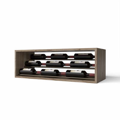 GrandCellar™ - 8 Column Waterfall Label-Forward Wine Display - 12" - Gunmetal Rods