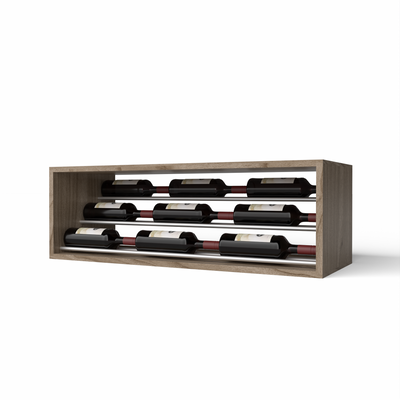 GrandCellar™ - 8 Column Waterfall Label-Forward Wine Display - 12" Silver Metal Rods