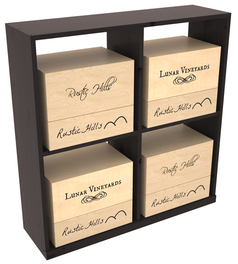 InstaCellar - Solid Case Bin with Top in Knotty Alder Black stained with WineSafe™ Satin Sealant