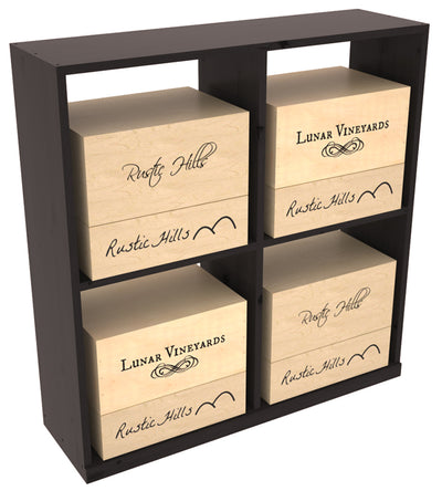 InstaCellar - Solid Case Bin with Top in Knotty Alder Black stained with WineSafe™ Satin Sealant
