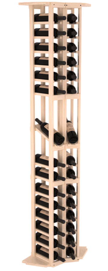 InstaCellar - 2 Column Corner Display Row Rack in Ponderosa Pine Unstained with WineSafe™ Satin Sealant