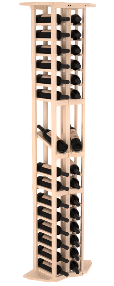 InstaCellar - 2 Column Corner Display Row Rack in Ponderosa Pine Unstained with WineSafe™ Satin Sealant