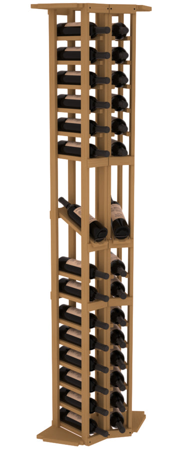InstaCellar - 2 Column Corner Display Row Rack in Ponderosa Pine Oak stained without WineSafe™ Satin Sealant