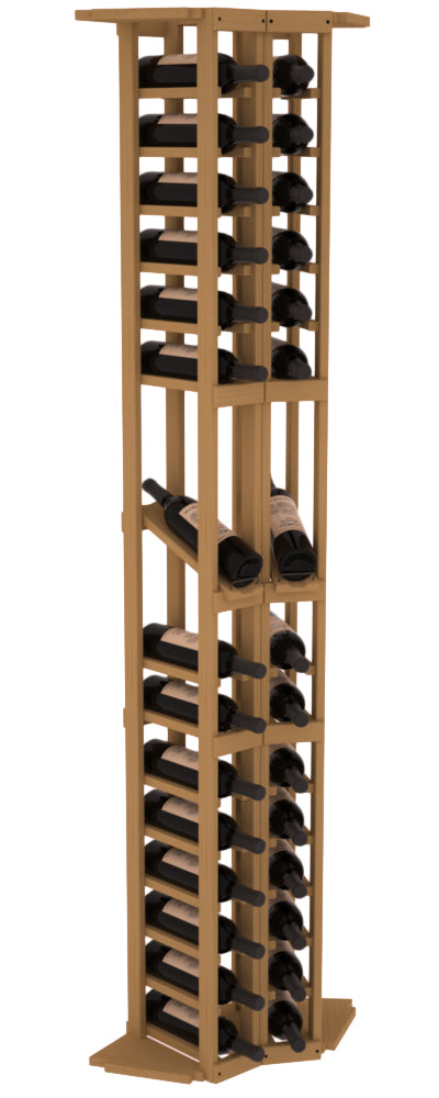 InstaCellar - 2 Column Corner Display Row Rack in Ponderosa Pine Oak stained without WineSafe™ Satin Sealant