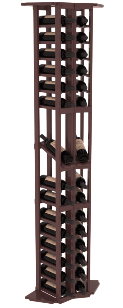 InstaCellar - 2 Column Corner Display Row Rack in Ponderosa Pine Walnut stained with WineSafe™ Satin Sealant
