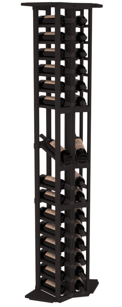 InstaCellar - 2 Column Corner Display Row Rack in Ponderosa Pine Black stained without WineSafe™ Satin Sealant