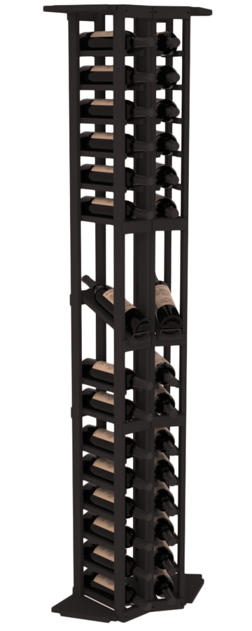 InstaCellar - 2 Column Corner Display Row Rack in Ponderosa Pine Black stained without WineSafe™ Satin Sealant