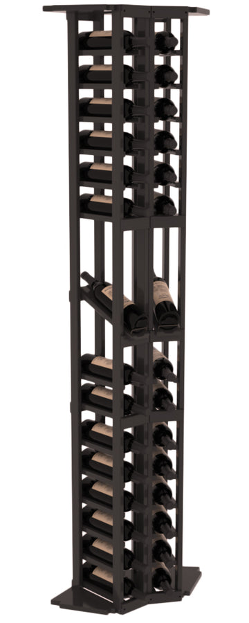 InstaCellar - 2 Column Corner Display Row Rack in Ponderosa Pine Black stained with WineSafe™ Satin Sealant