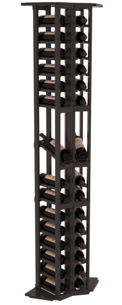 InstaCellar - 2 Column Corner Display Row Rack in Ponderosa Pine Black stained with WineSafe™ Satin Sealant