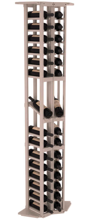 InstaCellar - 2 Column Corner Display Row Rack in Ponderosa Pine Greywash stained with WineSafe™ Satin Sealant