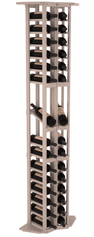 InstaCellar - 2 Column Corner Display Row Rack in Ponderosa Pine Greywash stained with WineSafe™ Satin Sealant