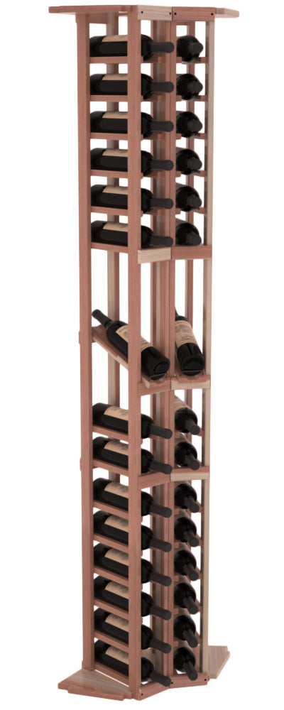 InstaCellar - 2 Column Corner Display Row Rack in Premium Redwood Unstained with WineSafe™ Satin Sealant