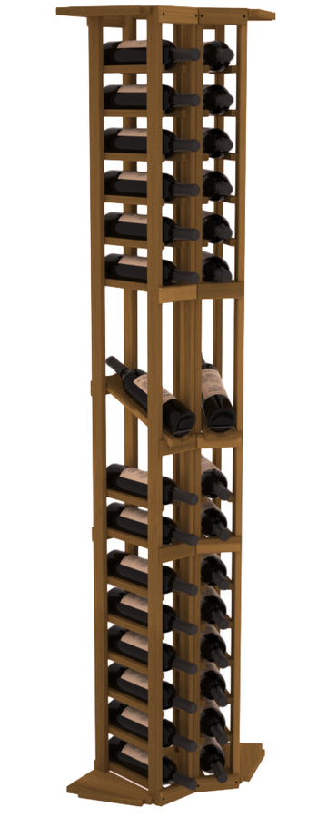 InstaCellar - 2 Column Corner Display Row Rack in Premium Redwood Oak stained without WineSafe™ Satin Sealant