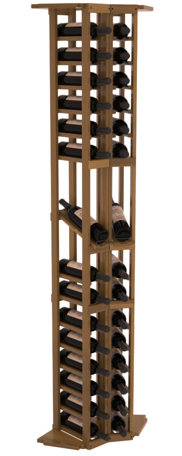 InstaCellar - 2 Column Corner Display Row Rack in Premium Redwood Oak stained with WineSafe™ Satin Sealant