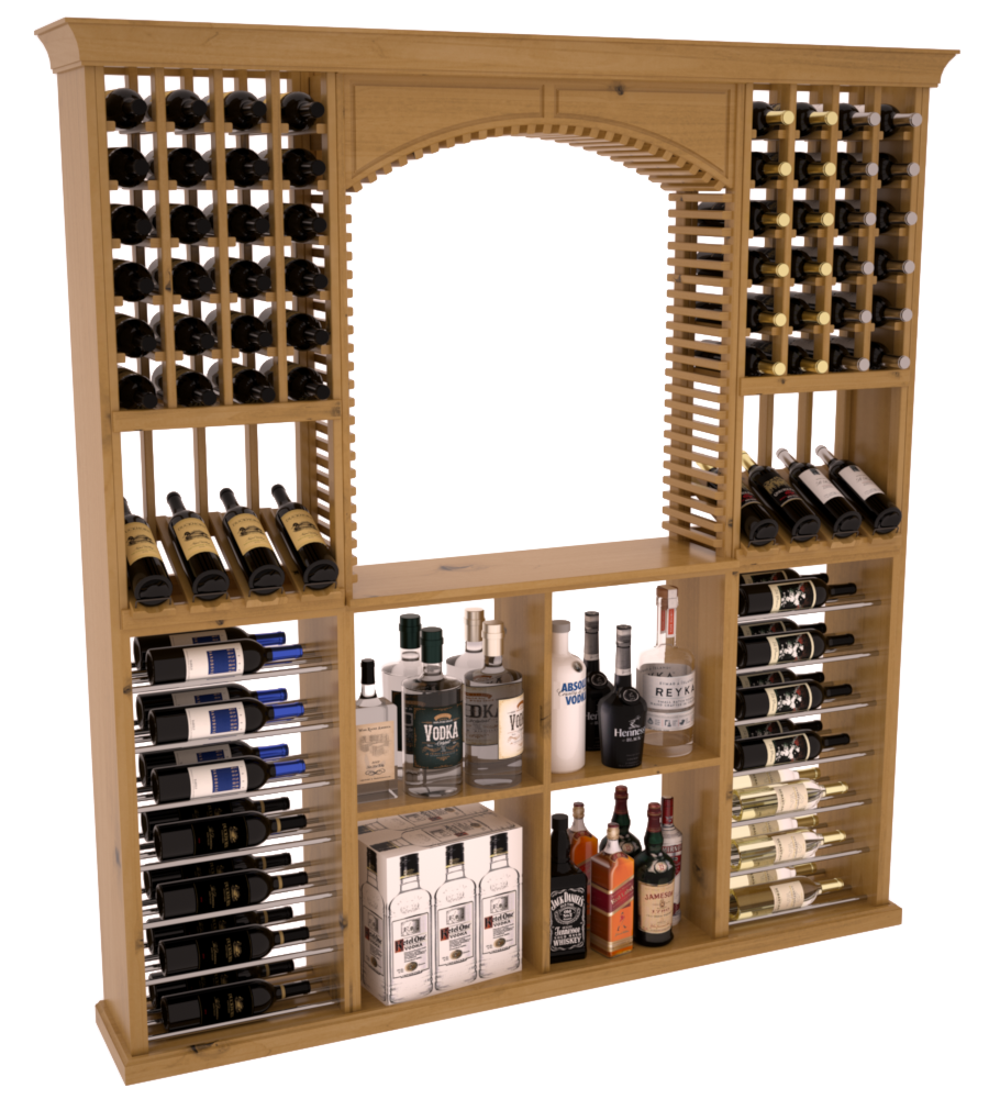 InstaCellar - Liquor Storage Arezzo Kit in Knotty Alder Oak stained with WineSafe™ Satin Sealant