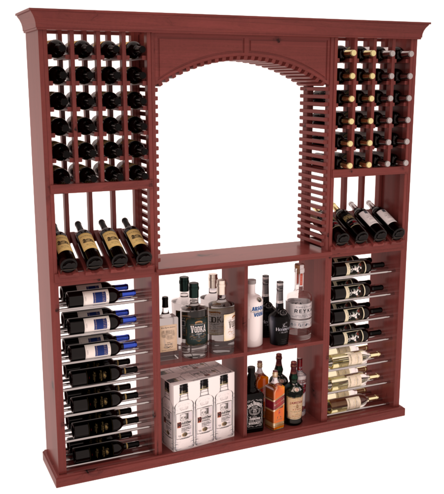 InstaCellar - Liquor Storage Arezzo Kit in Knotty Alder Cherry stained with WineSafe™ Satin Sealant