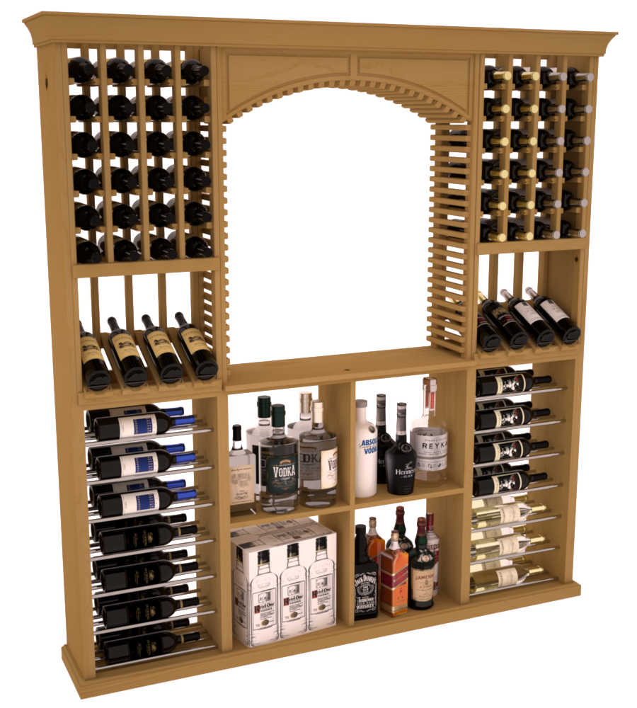 InstaCellar - Liquor Storage Arezzo Kit in Ponderosa Pine Oak stained without WineSafe™ Satin Sealant