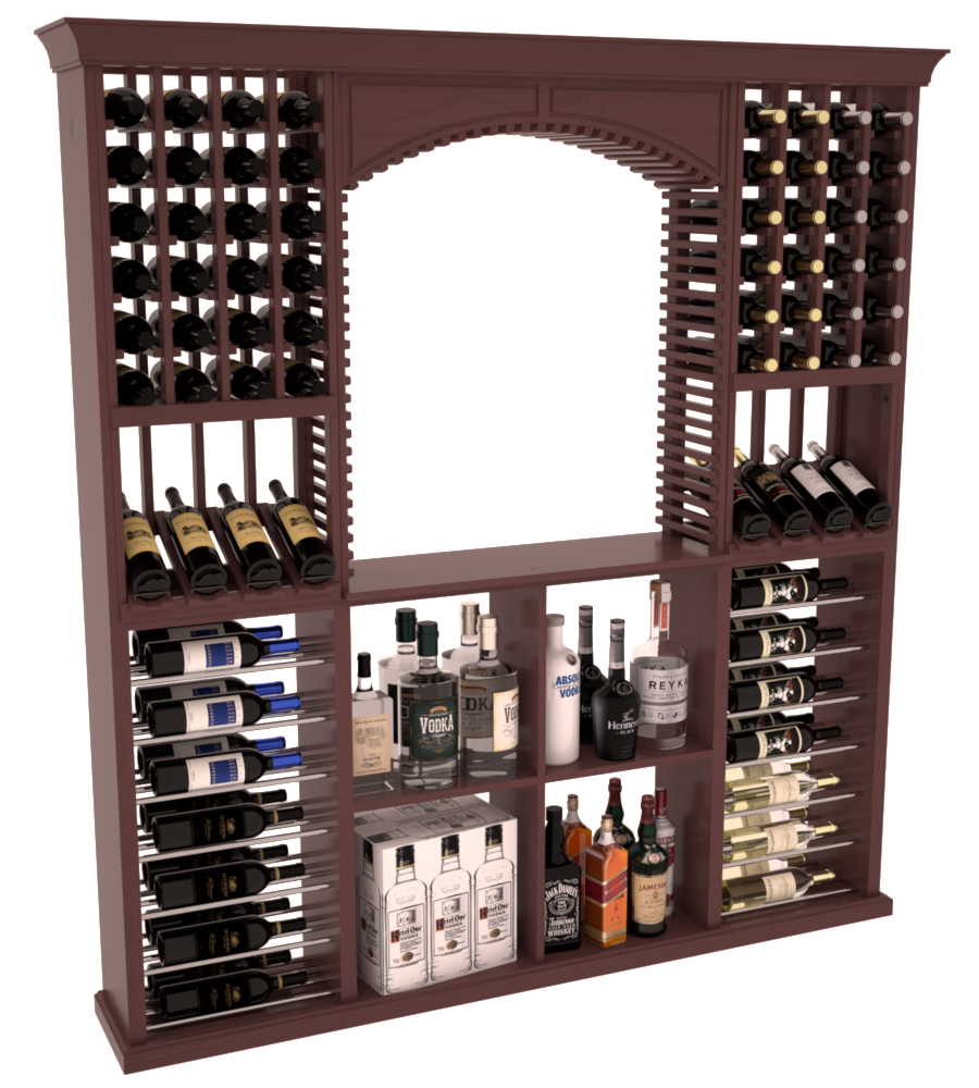 InstaCellar - Liquor Storage Arezzo Kit in Ponderosa Pine Walnut stained with WineSafe™ Satin Sealant