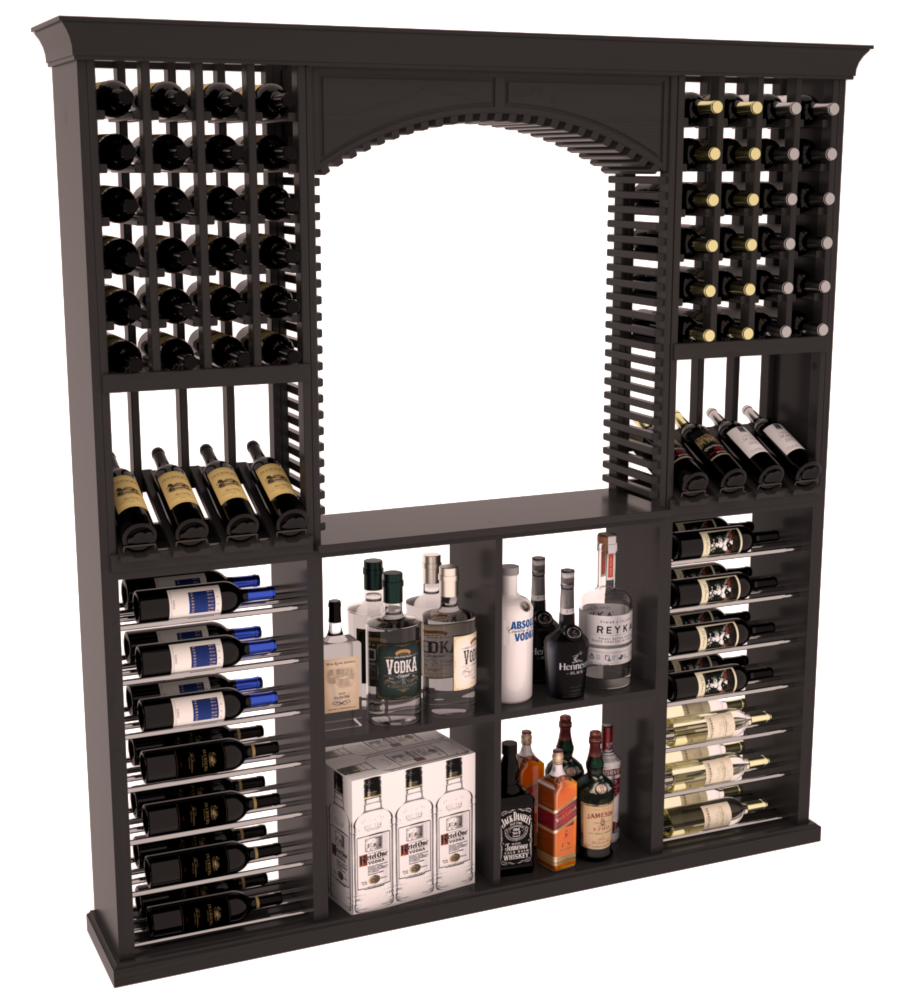 InstaCellar - Liquor Storage Arezzo Kit in Ponderosa Pine Black stained with WineSafe™ Satin Sealant