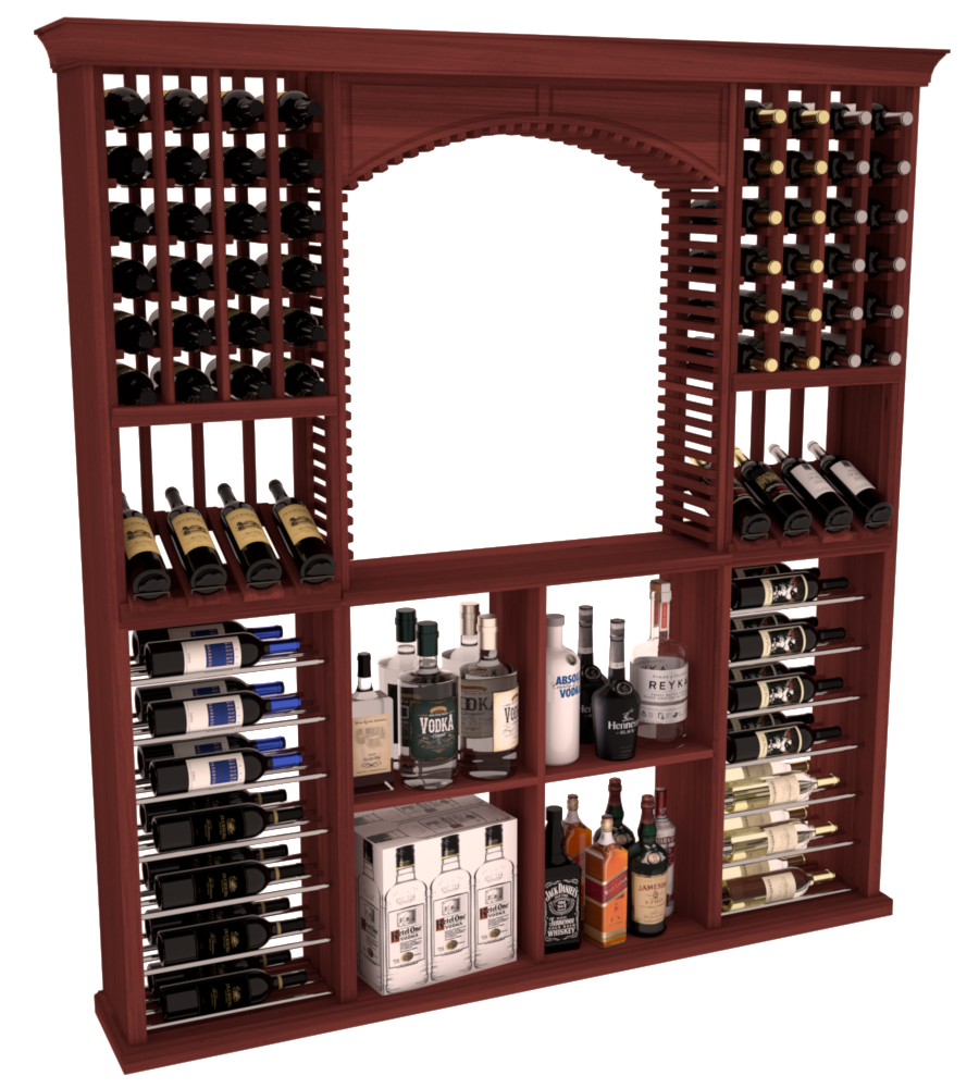 InstaCellar - Liquor Storage Arezzo Kit in Premium Redwood Cherry stained without WineSafe™ Satin Sealant
