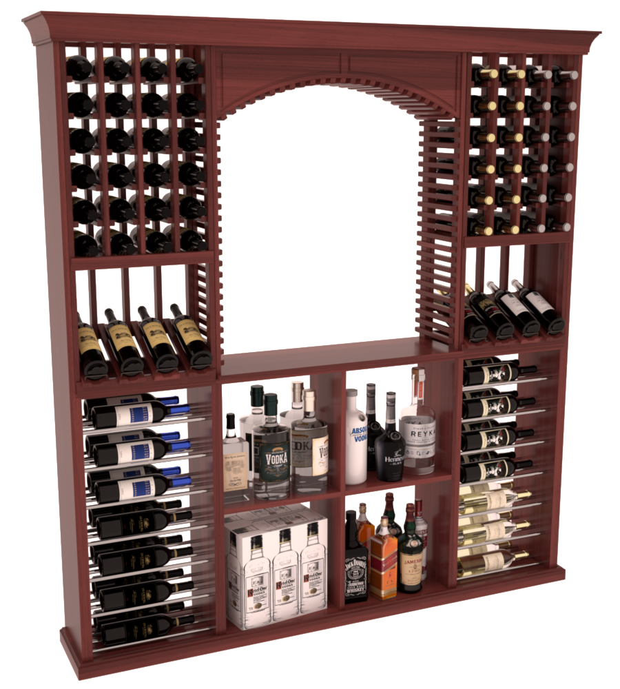 InstaCellar - Liquor Storage Arezzo Kit in Premium Redwood Cherry stained with WineSafe™ Satin Sealant