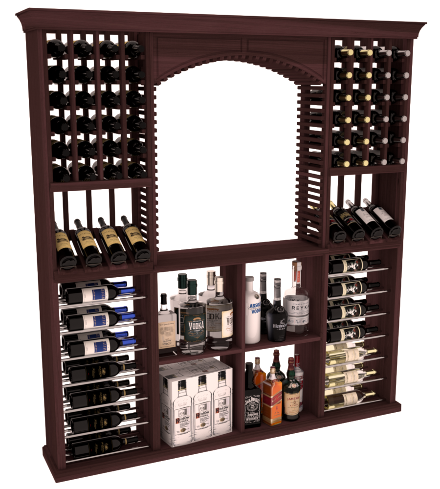 InstaCellar - Liquor Storage Arezzo Kit in Premium Redwood Walnut stained with WineSafe™ Satin Sealant