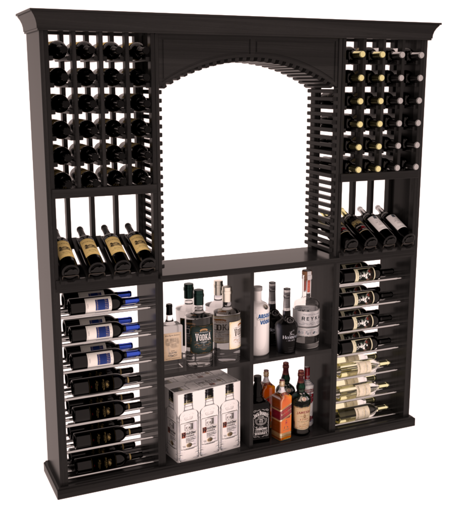 InstaCellar - Liquor Storage Arezzo Kit in Premium Redwood Black stained with WineSafe™ Satin Sealant