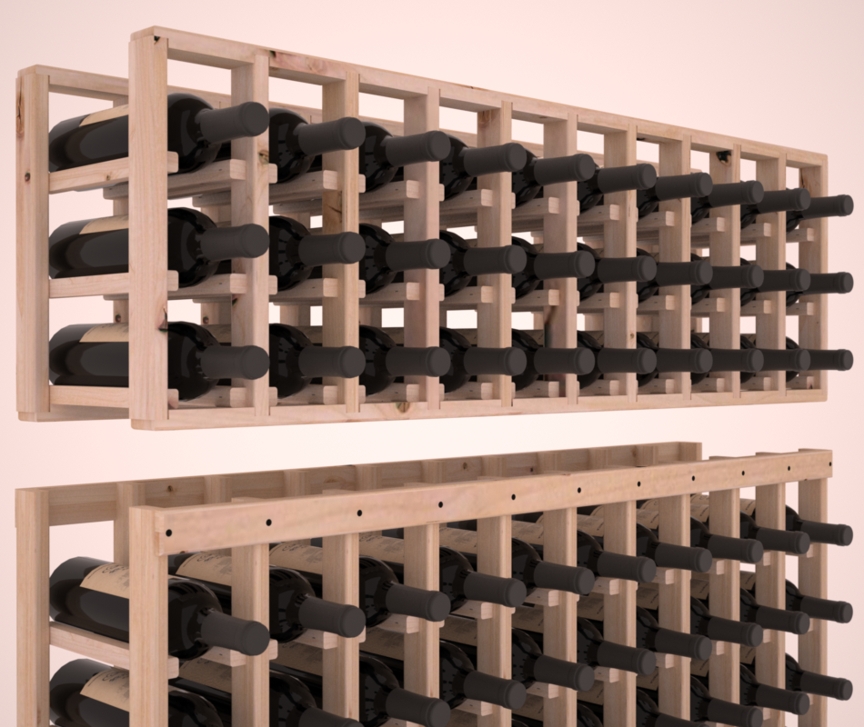 InstaCellar - 10 Column Standard Extender Rack in Knotty Alder Unstained without WineSafe™ Satin Sealant